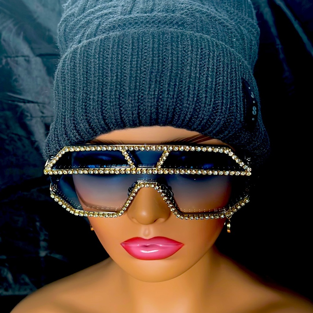 Oversized Unisex, Blue Lens Shades With Case {NWT}